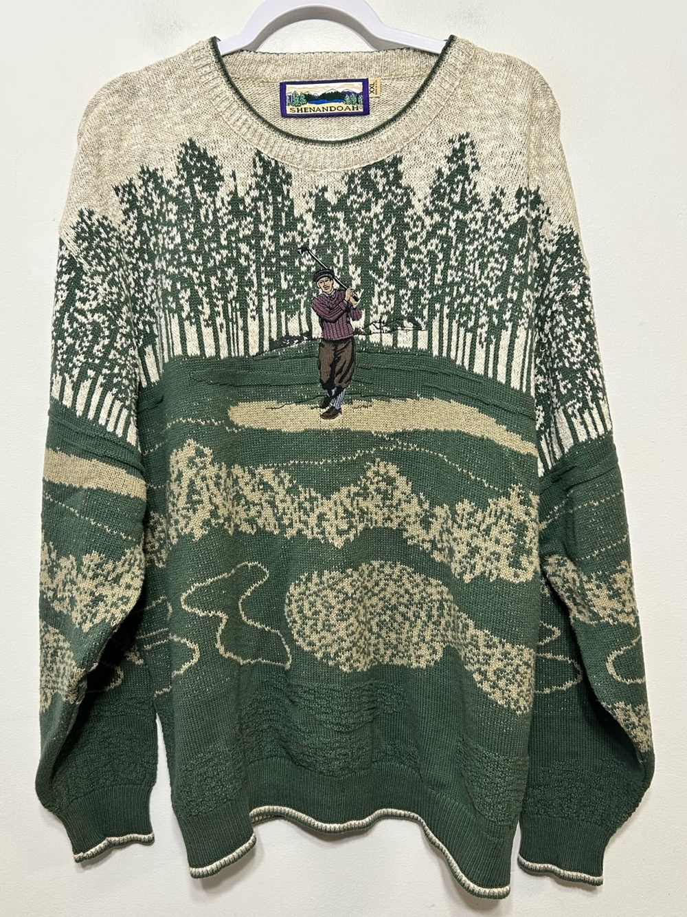 Vintage 90s Shenandoah Embroidered Scenic Golf Sweater Mens Size XXL Made in USA